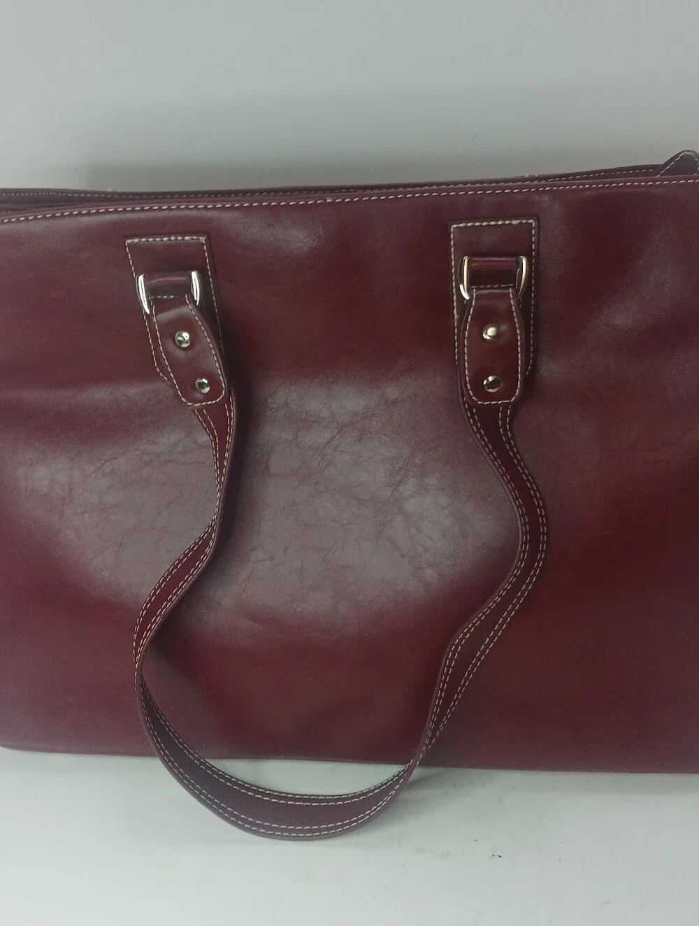 Franklin Covey Women's Red Leather Tote Bag